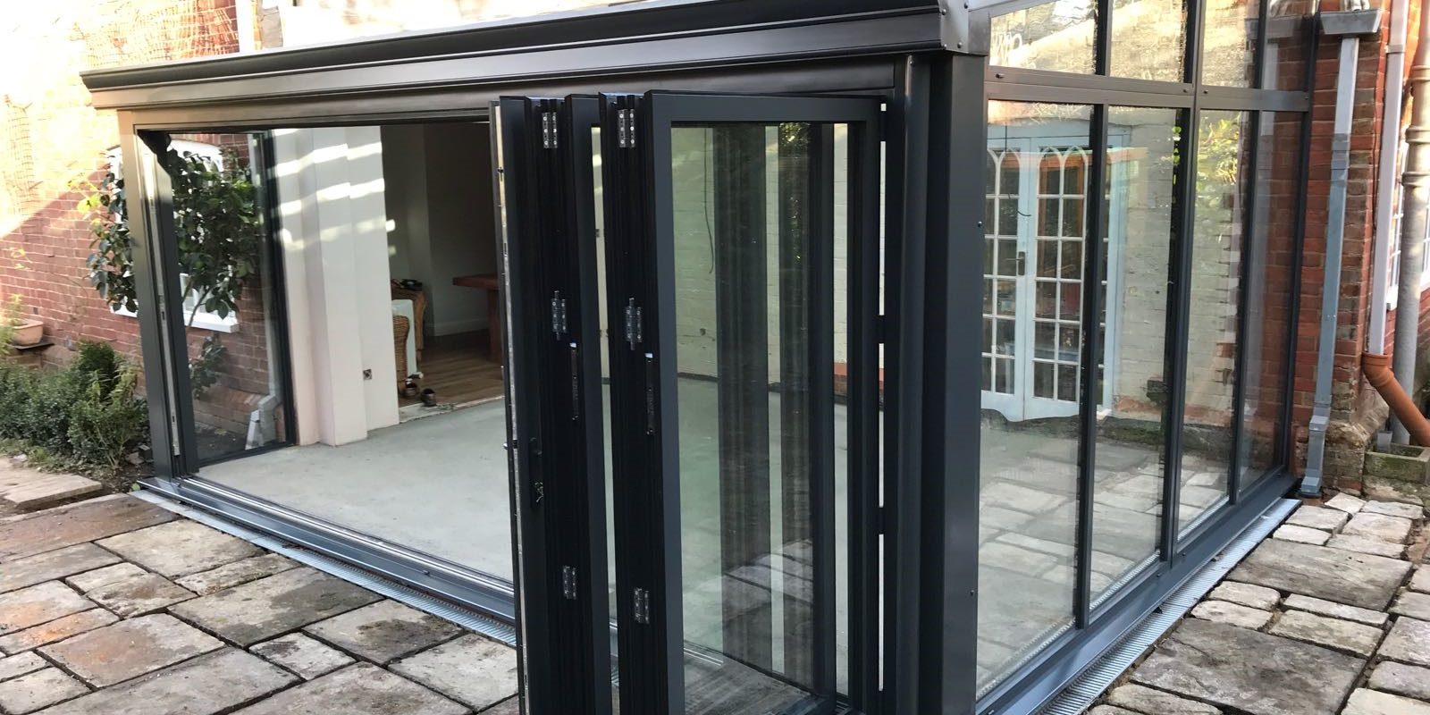 Beautiful black lean to conservatory 